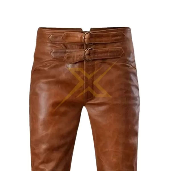 Mens Genuine Soft Brown Leather Pant 2