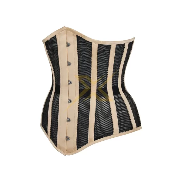 Womens Genuine Mesh Under Bust Heavy Duty Steel Boned Corset 2