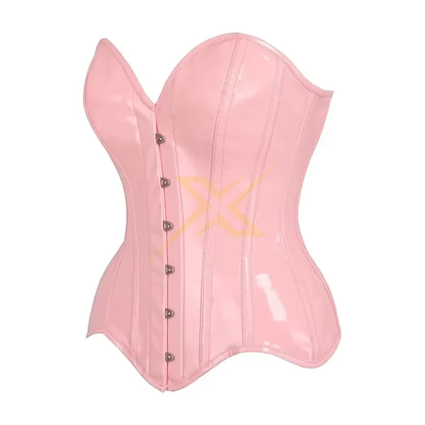 Womens Genuine PVC Leather Steel Boned Over Bust Corset 2