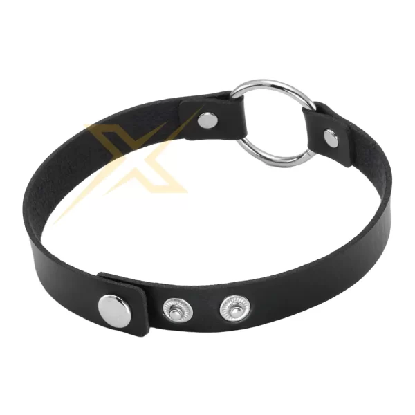 Black Leather Adult Choker with O Ring 2