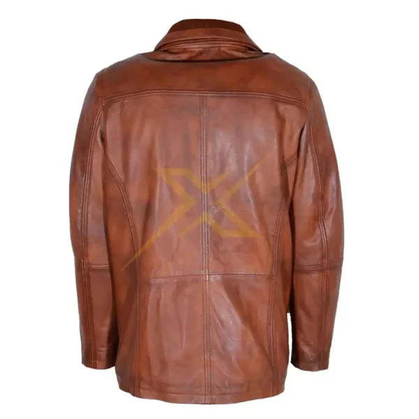 Mens Genuine Leather Collar Coat 1