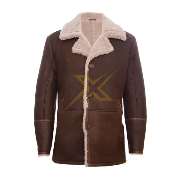 004 Mens Genuine Sheepskin Leather Crombie Kimberley Shearling Coat 1