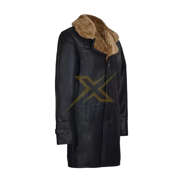 006 Mens Genuine Warm Long Shearling Sheepskin Crombie Coat Leiston 3